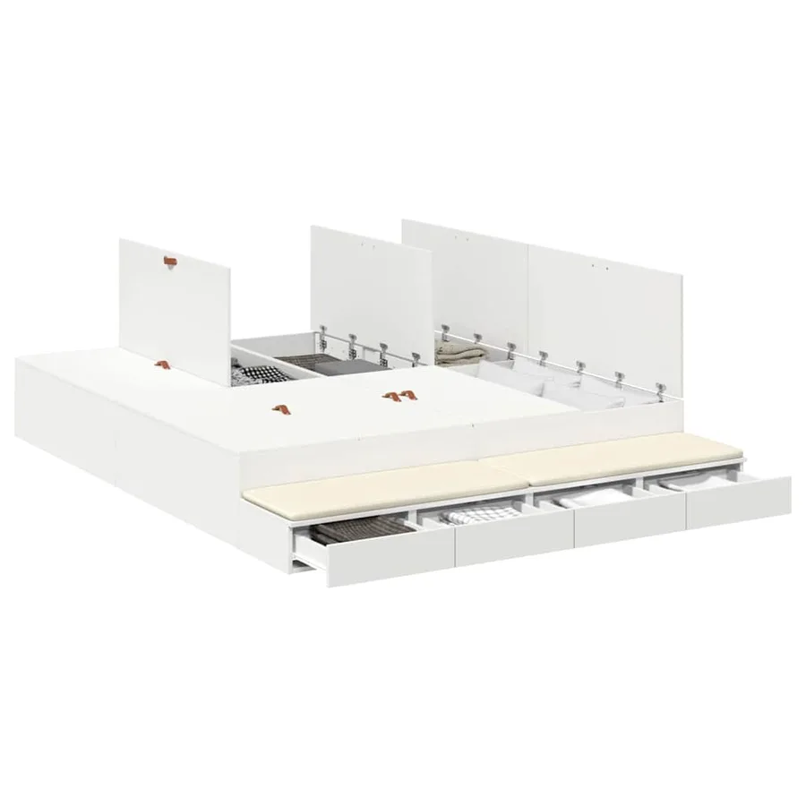 Cadre de lit avec rangement Blanc 200 cm Bois d'ingénierie - 3
