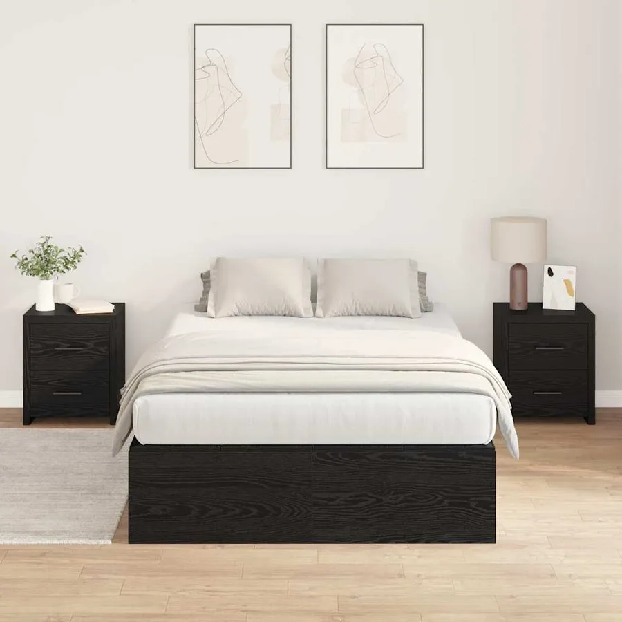 Cadre de lit avec rangement Chêne noir 120 x 200 cm - 4