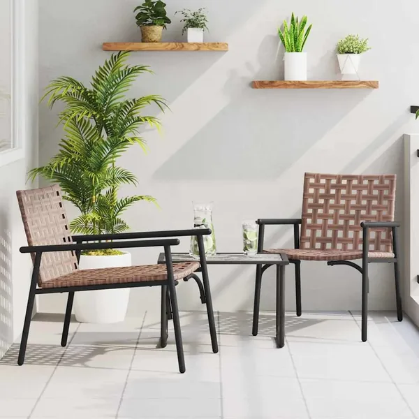 Chaise de jardin 2 pcs Marron 78 x 55,5 x 75,5 cm polyrotin