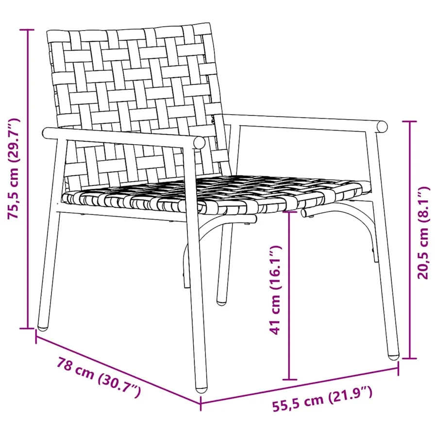 Chaise de jardin 2 pcs Marron 78 x 55,5 x 75,5 cm polyrotin - 8