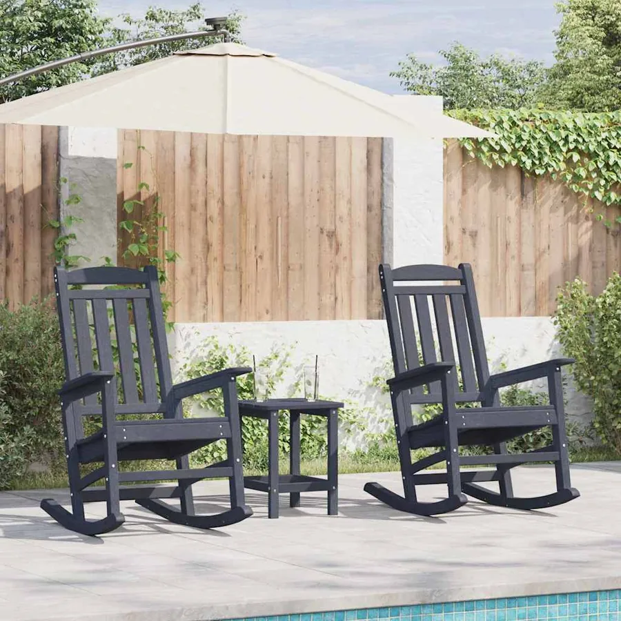 Chaise à bascule 3 pcs Bleu marine Polyéthylène