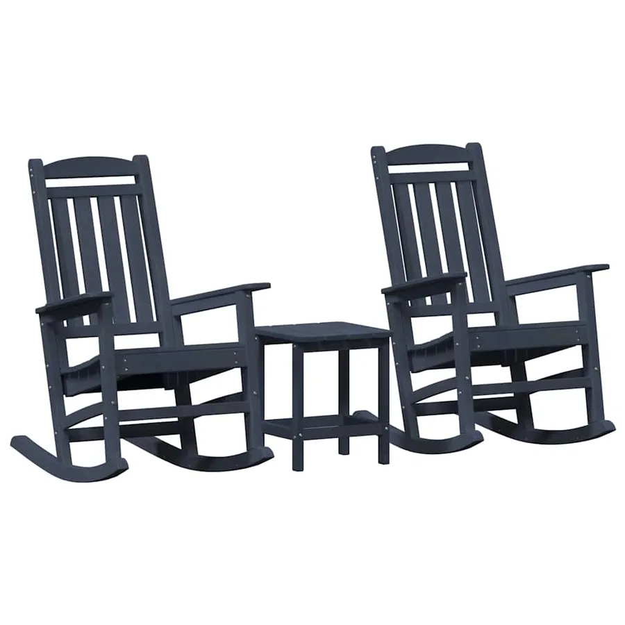 Chaise à bascule 3 pcs Bleu marine Polyéthylène - 2