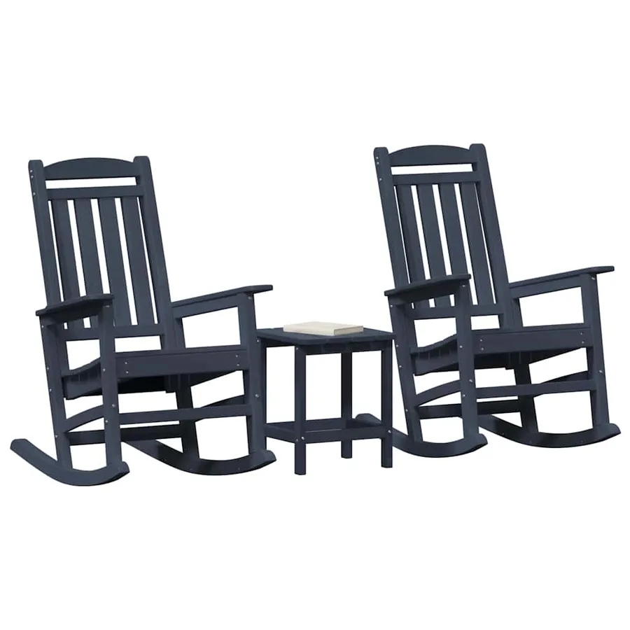Chaise à bascule 3 pcs Bleu marine Polyéthylène - 3