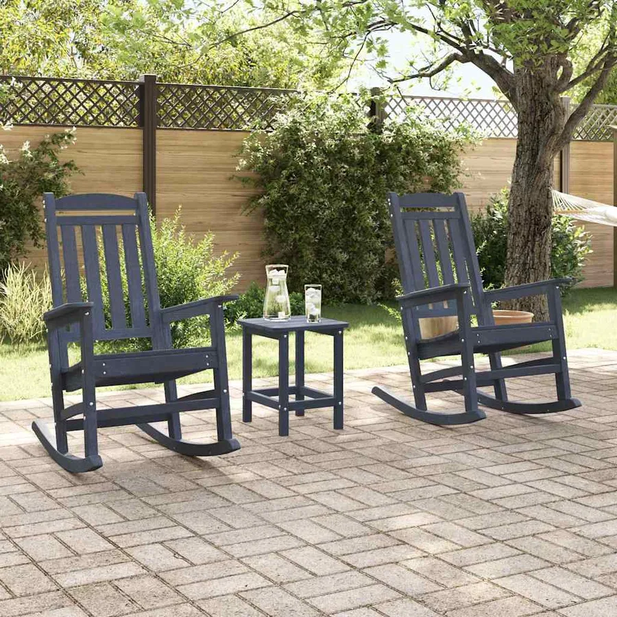 Chaise à bascule 3 pcs Bleu marine Polyéthylène - 4