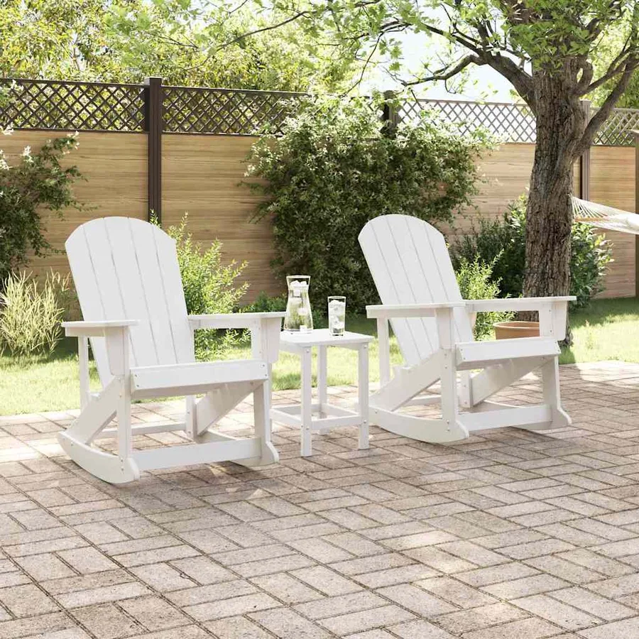Chaises Berçantes Adirondack 2 pcs Blanc HDPE - 3