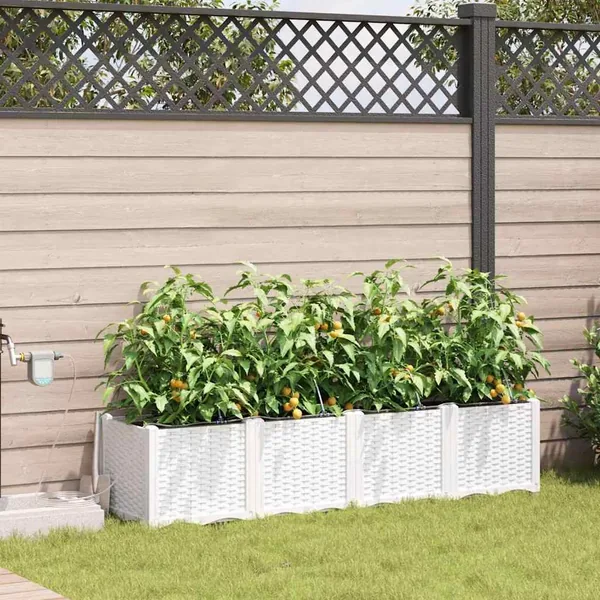 Cache-pot de jardin 4 pc Blanc 160 x 40 x 37,5 cm PP