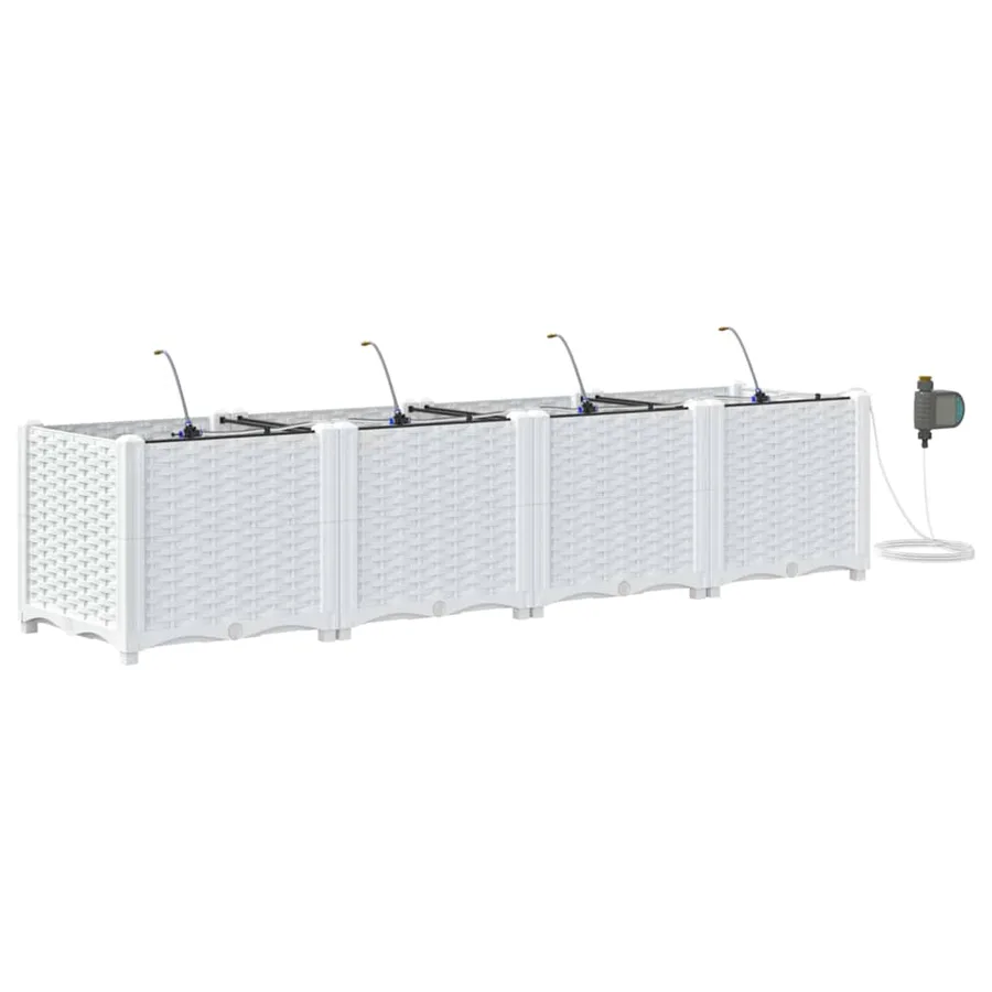 Cache-pot de jardin 4 pc Blanc 160 x 40 x 37,5 cm PP - 2
