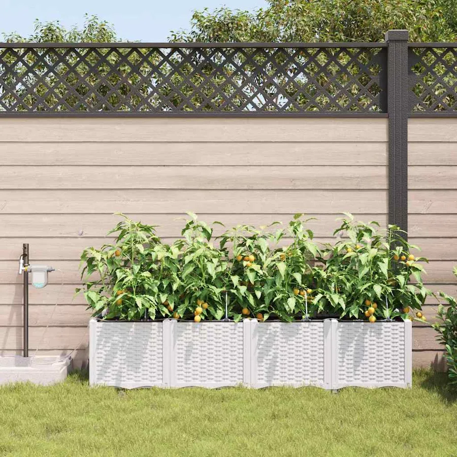 Cache-pot de jardin 4 pc Blanc 160 x 40 x 37,5 cm PP - 3