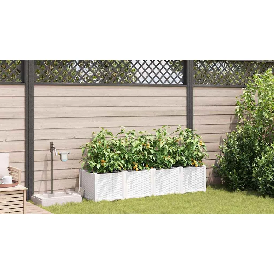 Cache-pot de jardin 4 pc Blanc 160 x 40 x 37,5 cm PP - 4