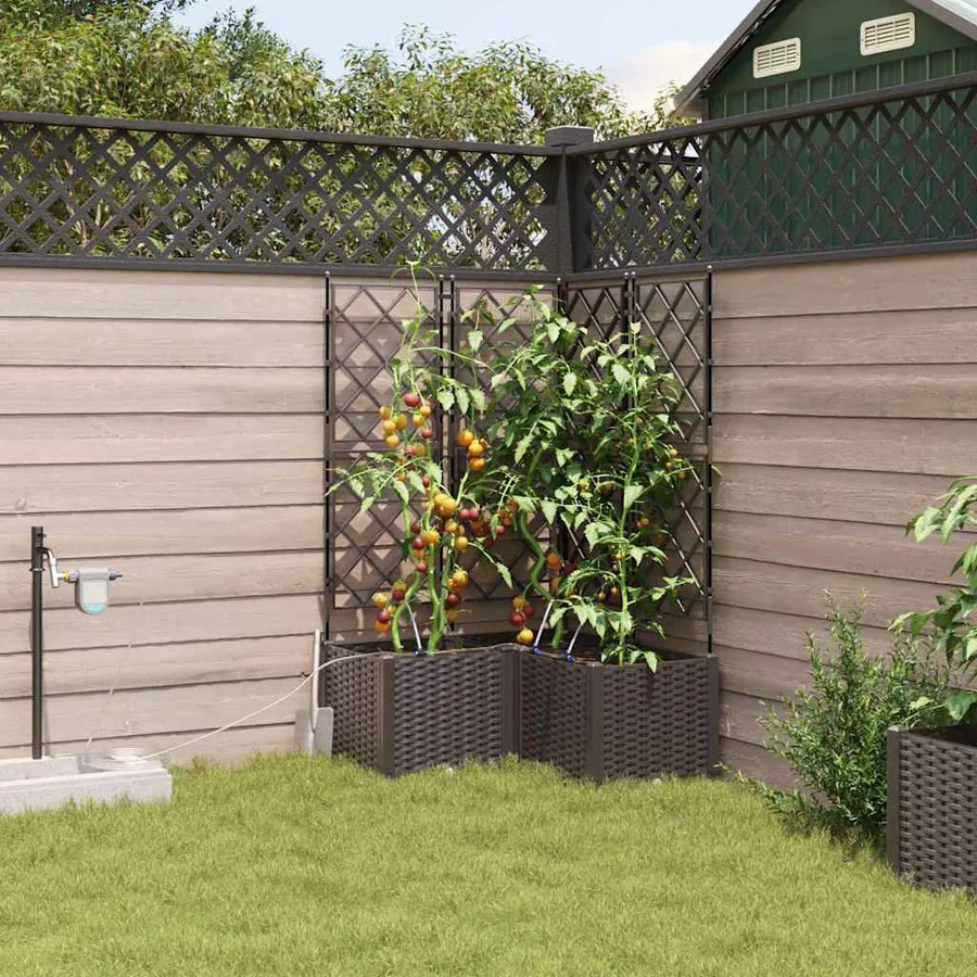 Cache-pot de jardin 3 pc Marron 80 x 80 x 142 cm PP