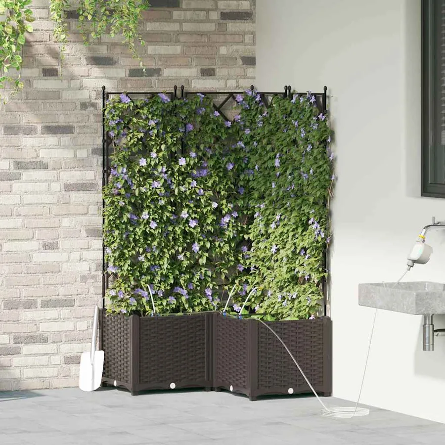Cache-pot de jardin 3 pc Marron 80 x 80 x 142 cm PP - 3