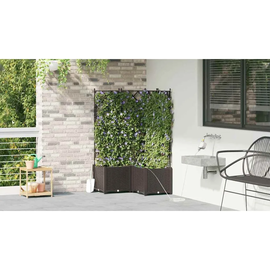 Cache-pot de jardin 3 pc Marron 80 x 80 x 142 cm PP - 4