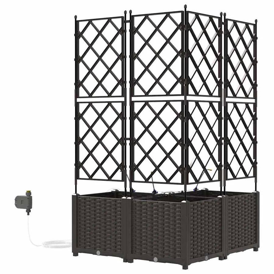 Cache-pot de jardin 3 pc Marron 80 x 80 x 142 cm PP - 7
