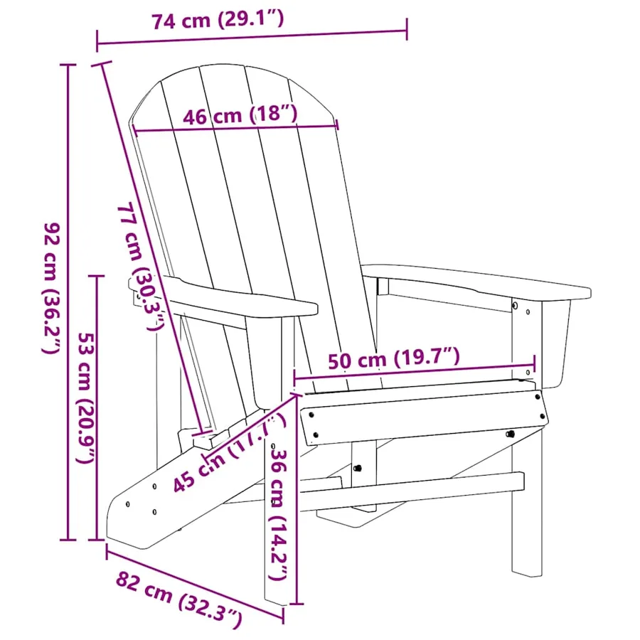 Chaise Adirondack Blanc 82 x 74 x 92 cm HDPE - 8