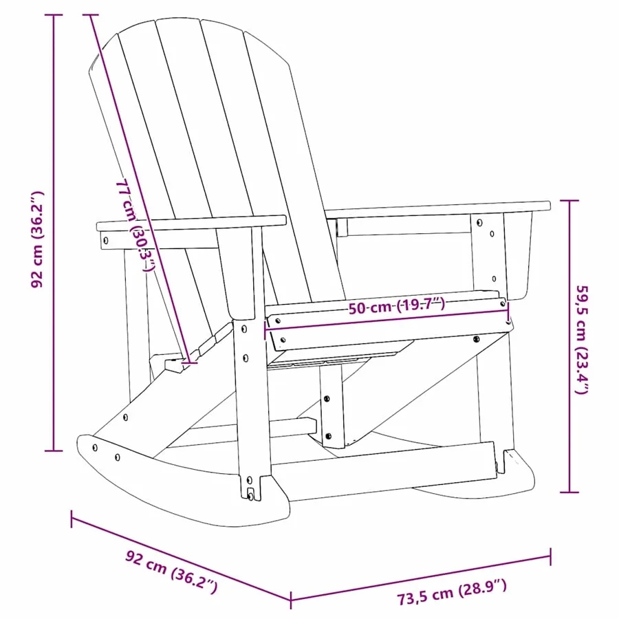 Chaises Berçantes Adirondack 2 pcs Noir HDPE - 11