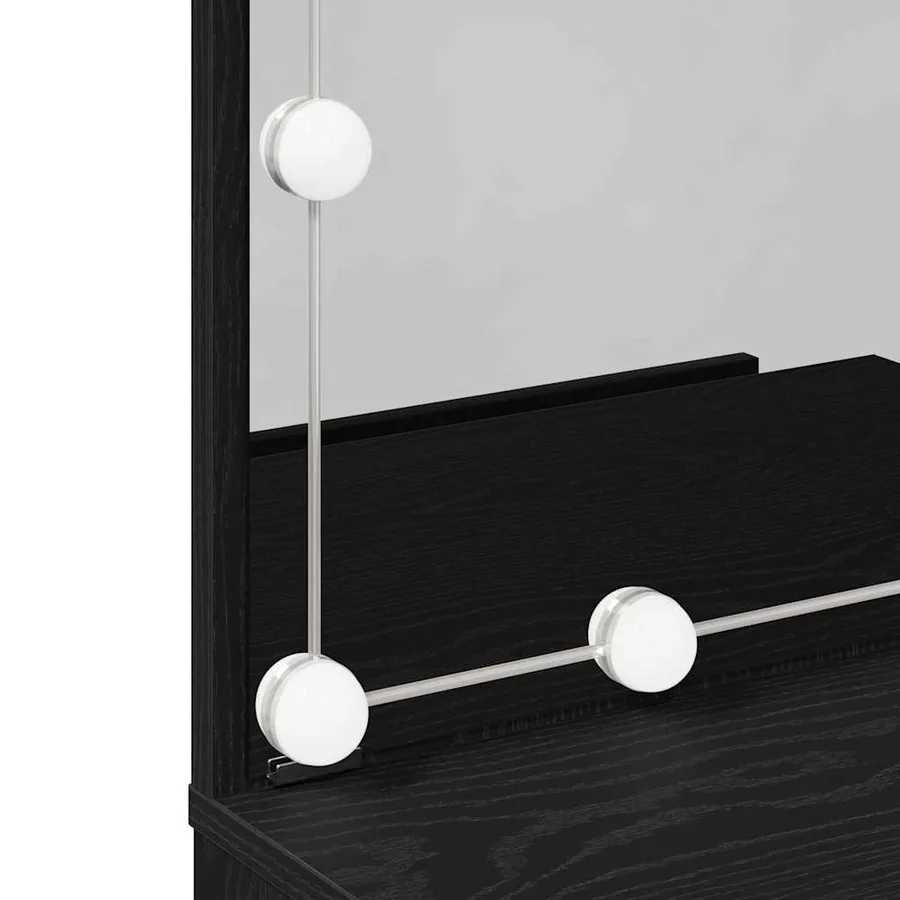 Ensemble de table de maquillage LED 2 pcs Chêne noir - 13