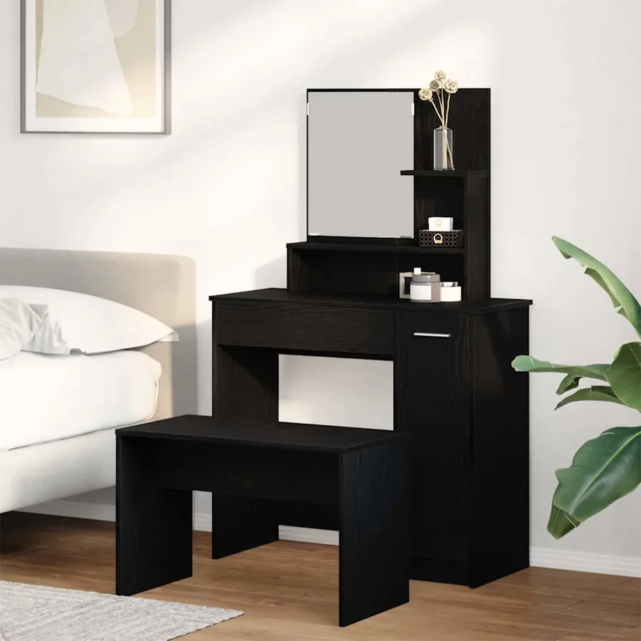 Ensemble de Coiffeuse 2 pcs Chêne noir Bois d'ingénierie