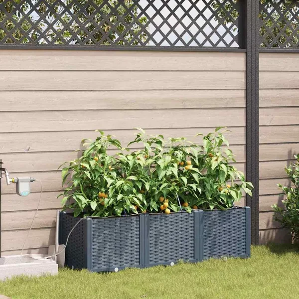 Cache-pot de jardin 3 pc Gris clair 120 x 40 x 37,5 cm PP
