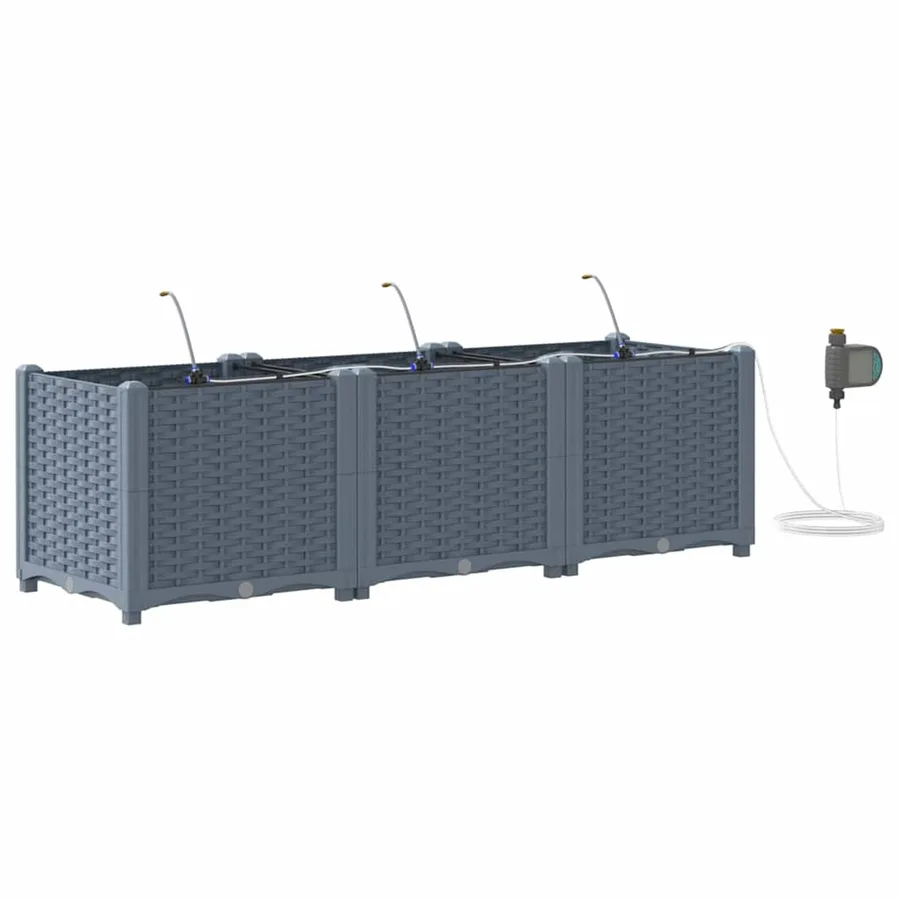 Cache-pot de jardin 3 pc Gris clair 120 x 40 x 37,5 cm PP - 2