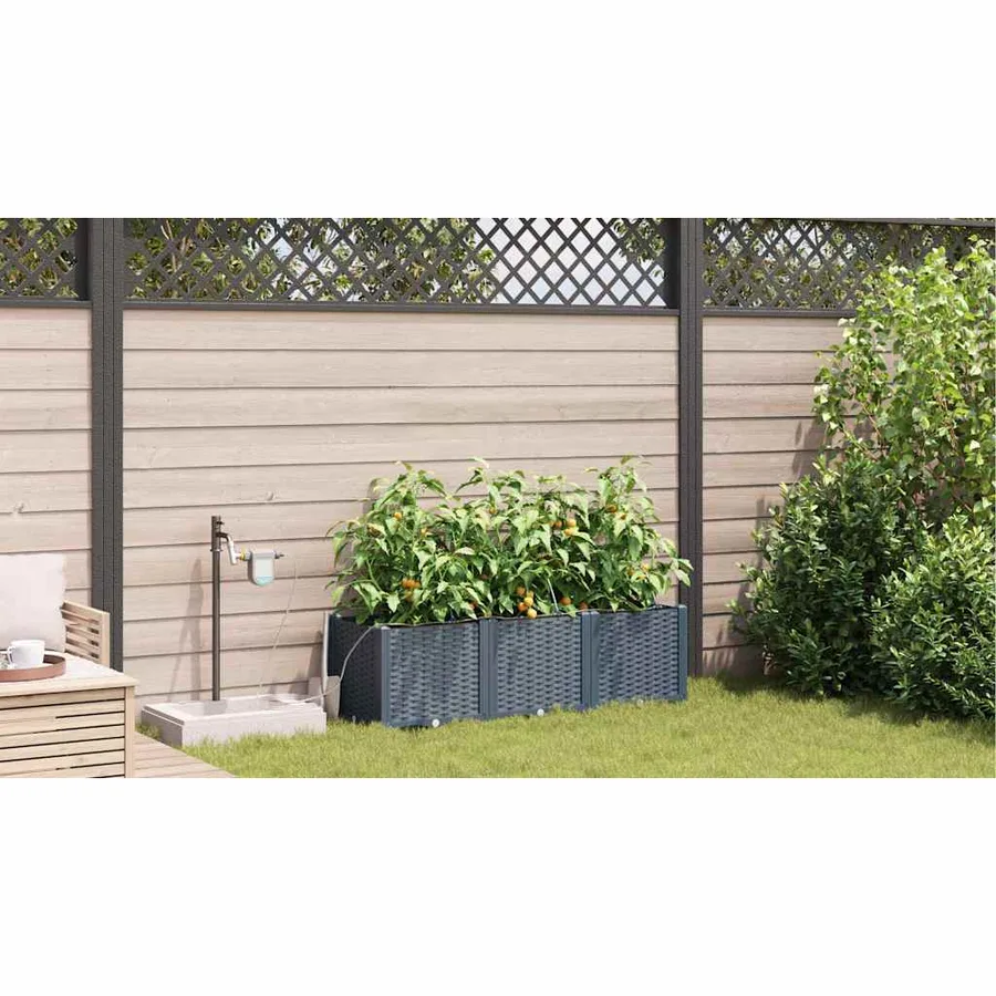 Cache-pot de jardin 3 pc Gris clair 120 x 40 x 37,5 cm PP - 4