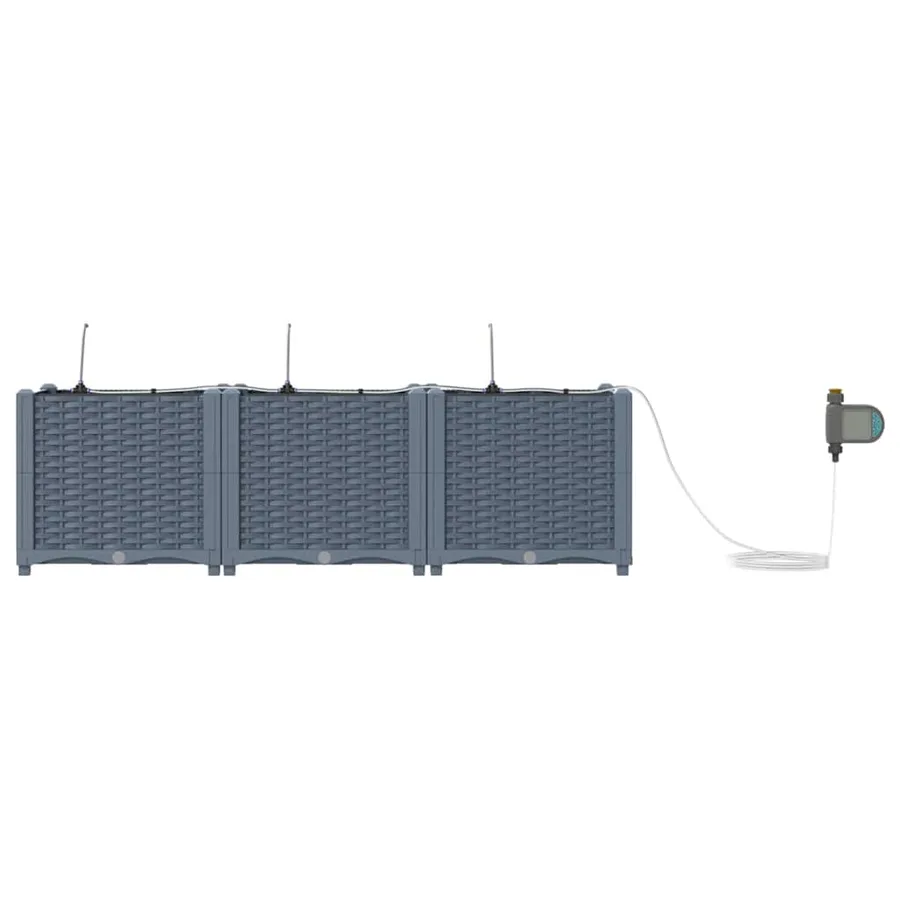 Cache-pot de jardin 3 pc Gris clair 120 x 40 x 37,5 cm PP - 6