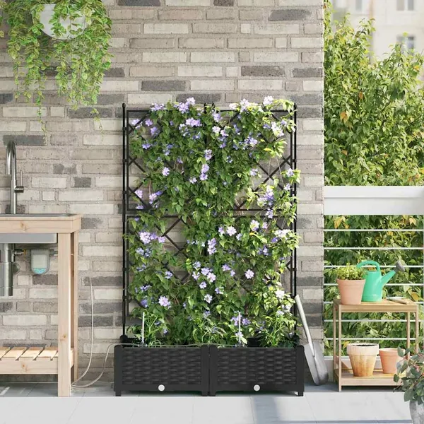 Cache-pot de jardin 2 pc Noir 80 x 40 x 126 cm PP