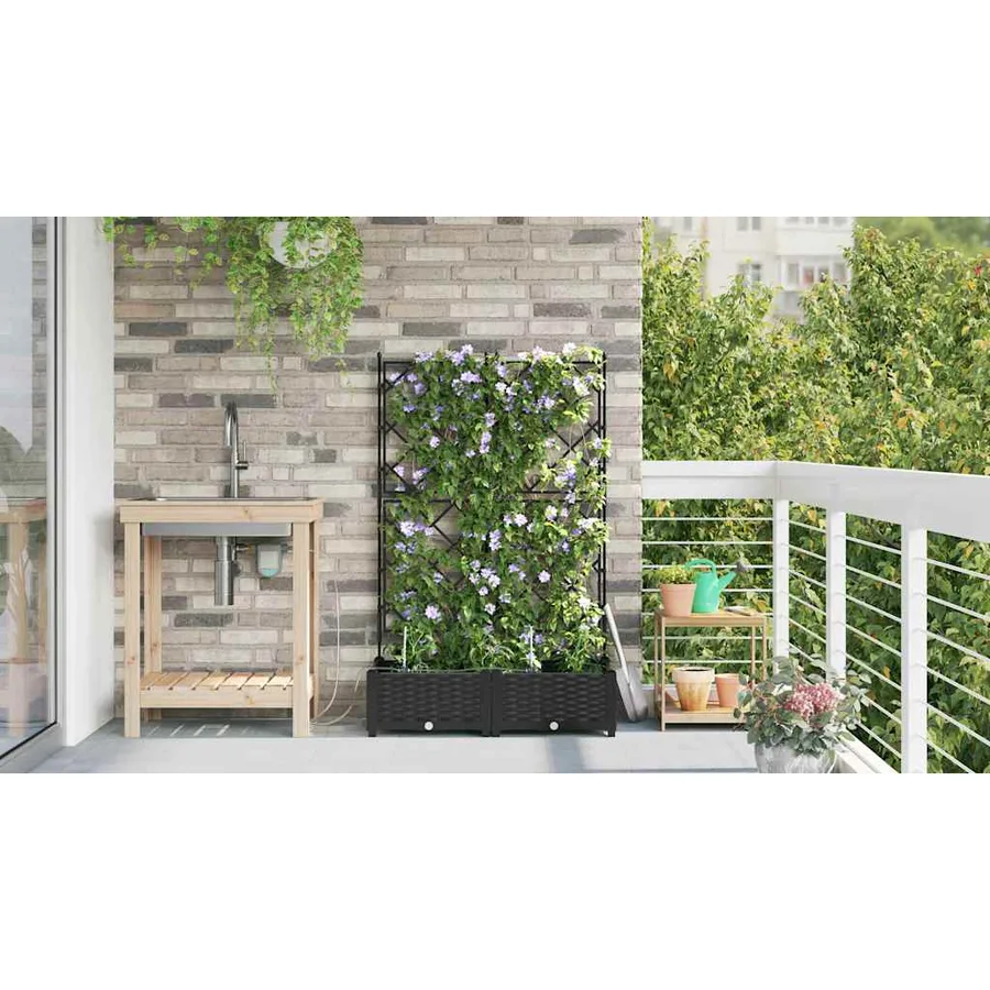 Cache-pot de jardin 2 pc Noir 80 x 40 x 126 cm PP - 4