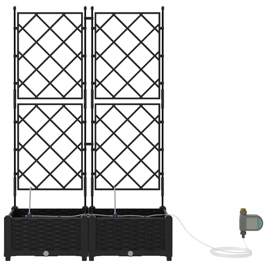 Cache-pot de jardin 2 pc Noir 80 x 40 x 126 cm PP - 6
