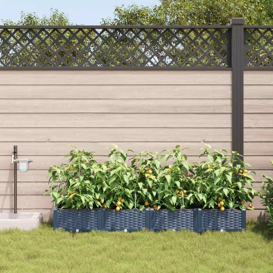 Cache-pot de jardin 4 pc Gris 160 x 40 x 22 cm PP - 3