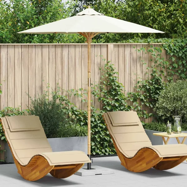 Parasol de jardin Blanc crème Ø 217 x 230 cm Bambou