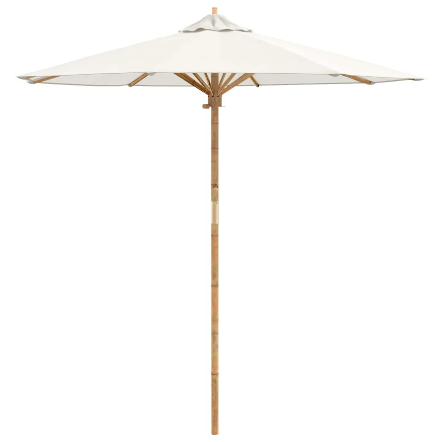 Parasol de jardin Blanc crème Ø 217 x 230 cm Bambou - 2