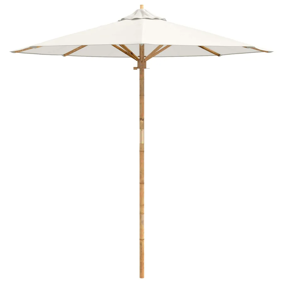 Parasol de jardin Blanc crème Ø 217 x 230 cm Bambou - 4