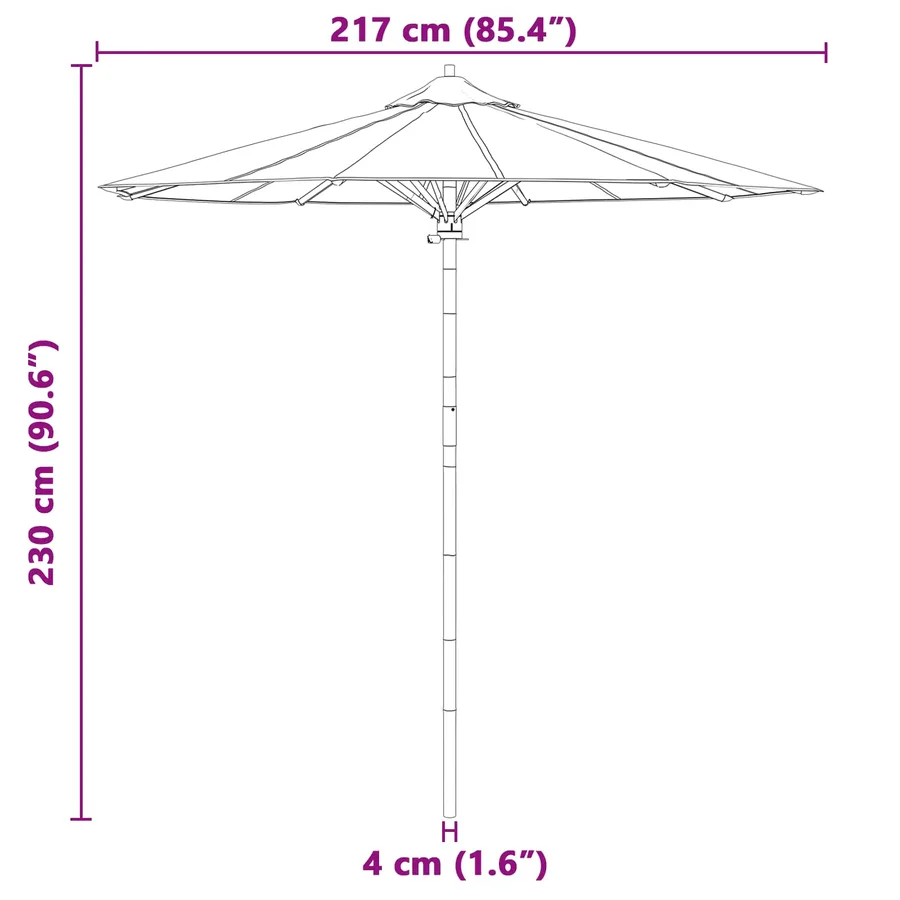 Parasol de jardin Blanc crème Ø 217 x 230 cm Bambou - 8