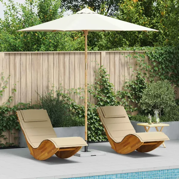 Parasol de jardin Blanc crème Ø 270 x 260 cm Bambou