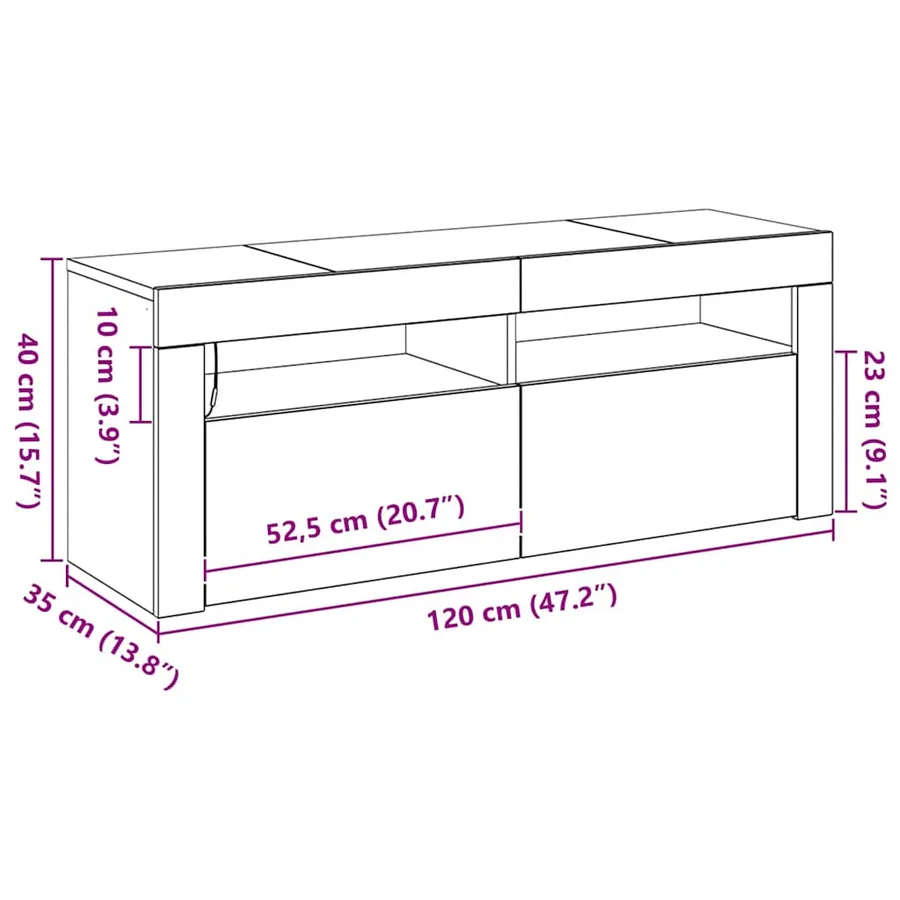 Meuble TV Chêne noir 120 x 35 x 40 cm Bois d'ingénierie - 14