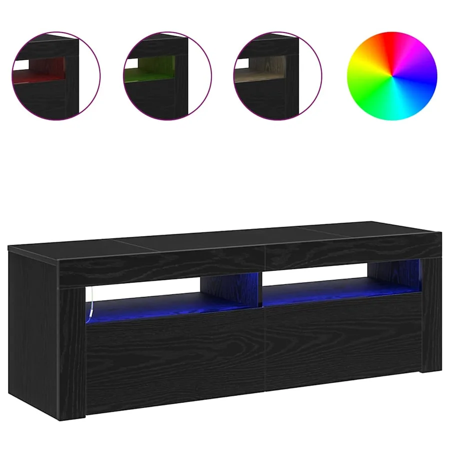 Meuble TV Chêne noir 120 x 35 x 40 cm Bois d'ingénierie - 4