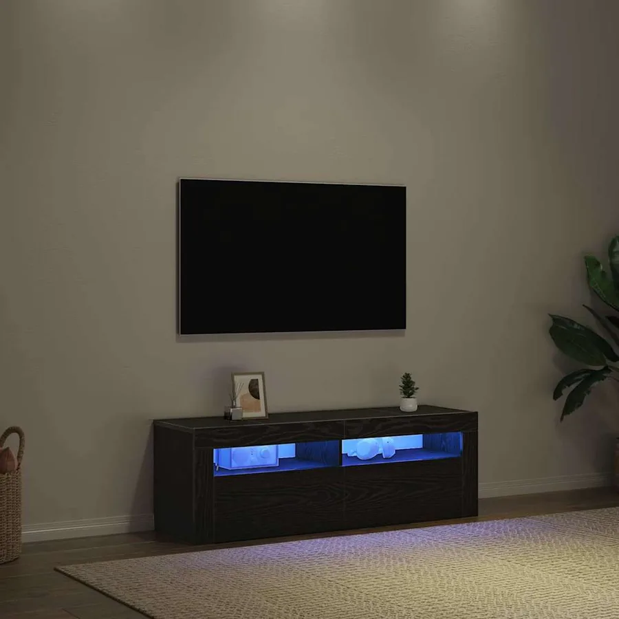 Meuble TV Chêne noir 120 x 35 x 40 cm Bois d'ingénierie - 5