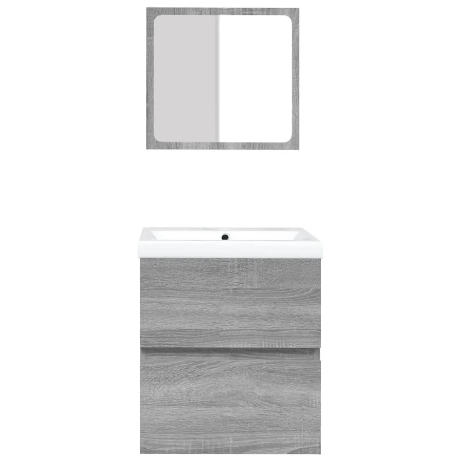 Armoire lavabo de salle de bain et bassin et miroir sonoma gris - 4