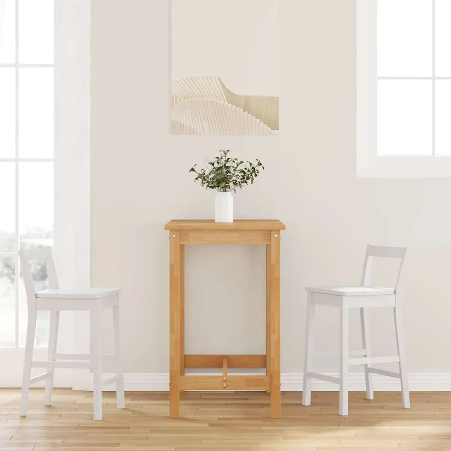 Tabourets de bar (lot de 2) en bois massif blanc et caoutchouc
