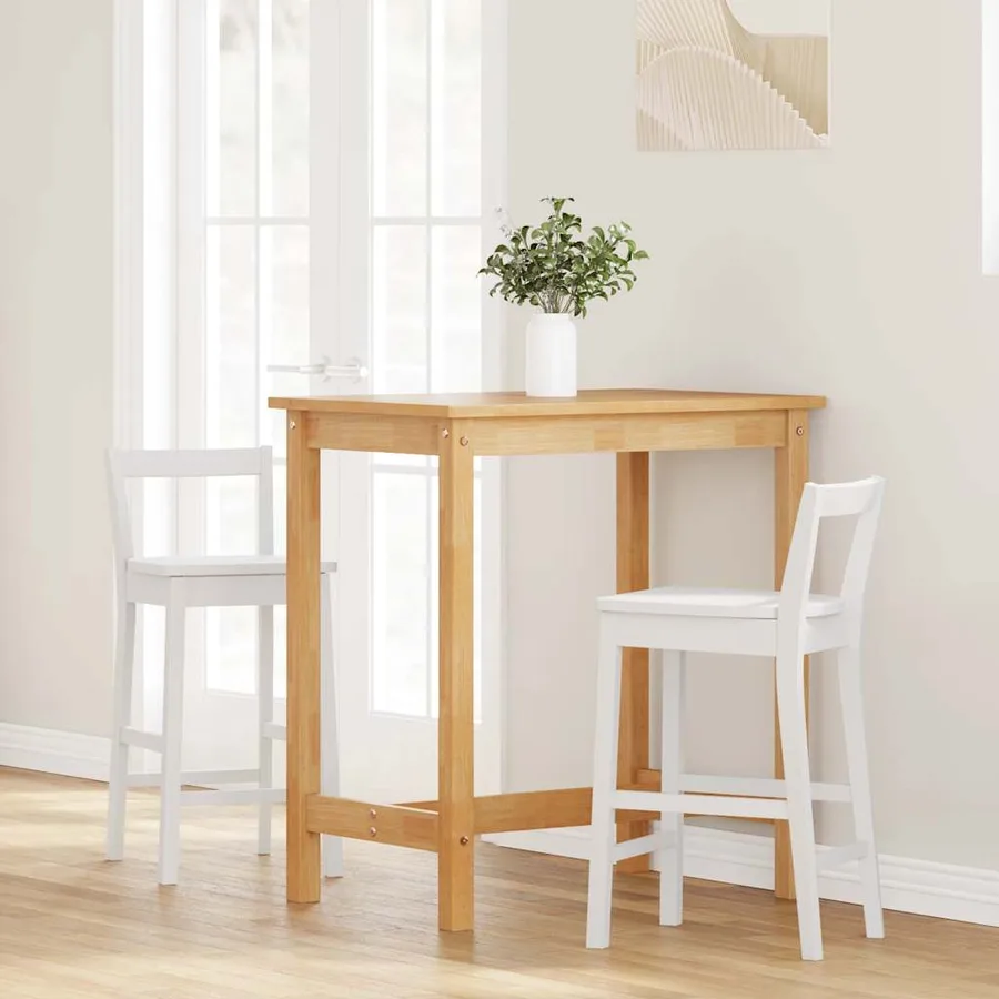 Tabourets de bar (lot de 2) en bois massif blanc et caoutchouc - 3