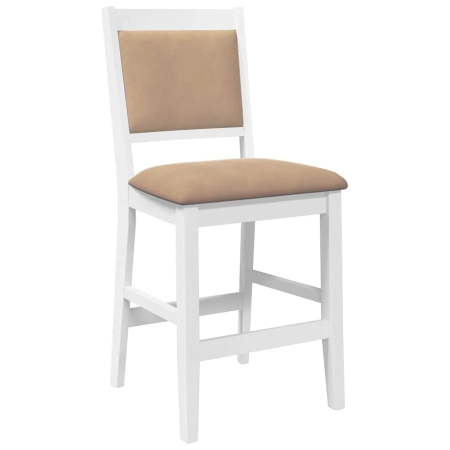 Tabourets de bar avec coussins (lot de 2) en bois massif blanc et caoutchouc - 4