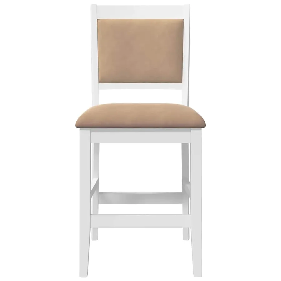 Tabourets de bar avec coussins (lot de 2) en bois massif blanc et caoutchouc - 5