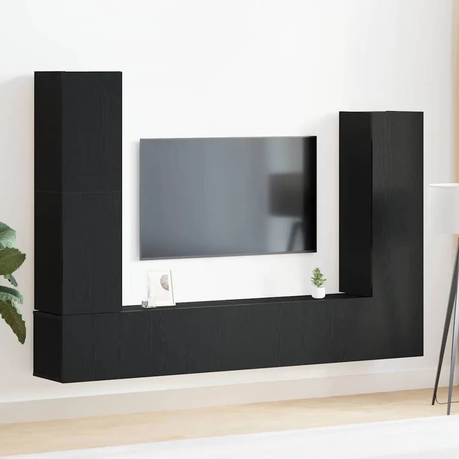 Ensemble meuble TV 6 pcs Chêne noir Bois d'ingénierie