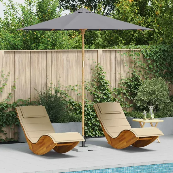 Parasol de jardin Gris foncé Ø 270 x 260 cm Bambou