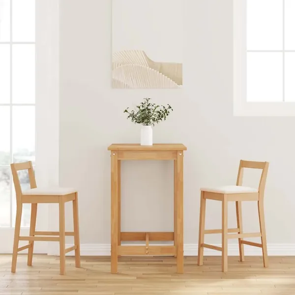 Tabourets de bar avec coussins (2 pcs) en bois massif naturel et caoutchouc