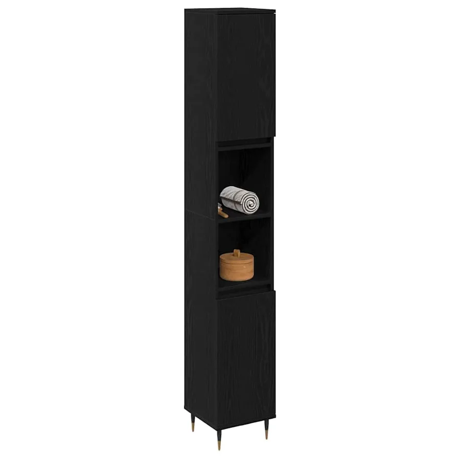 Cabinet de salle de bain avec porte Chêne noir 30 x 30 x 190 cm - 3