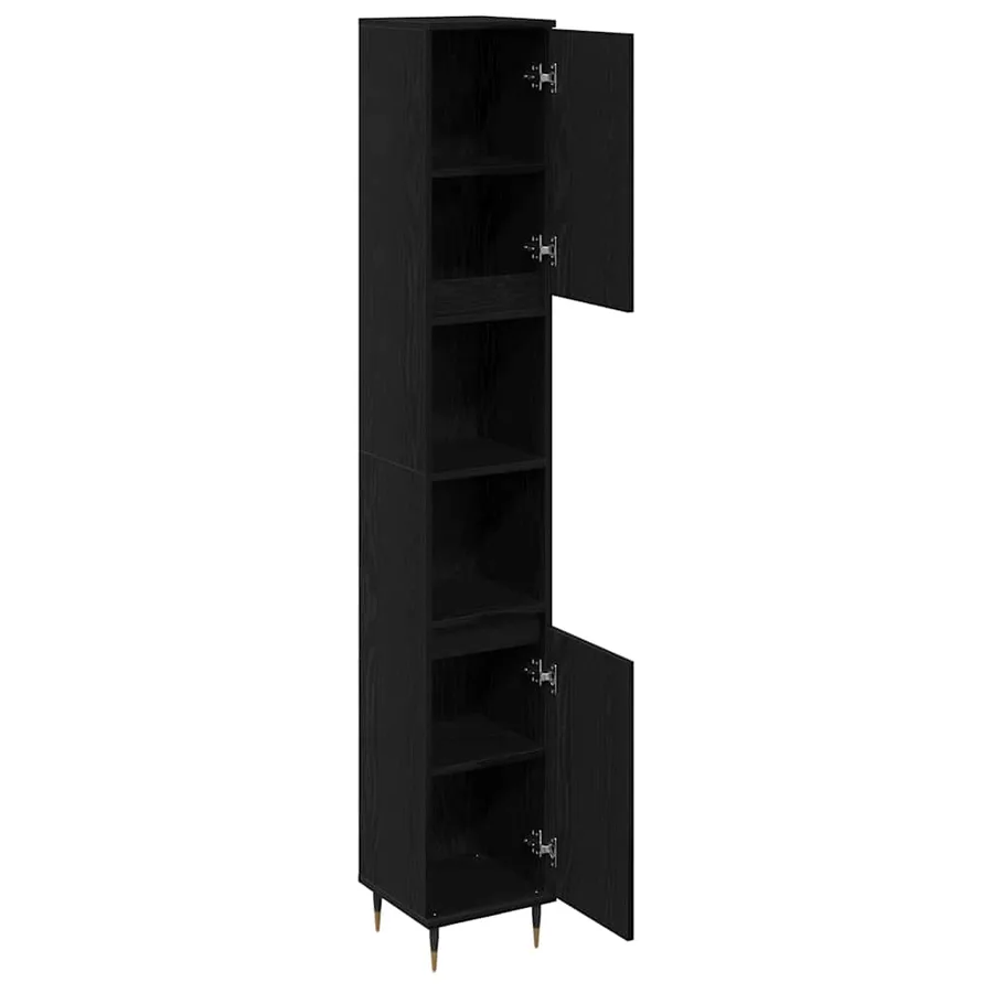 Cabinet de salle de bain avec porte Chêne noir 30 x 30 x 190 cm - 5
