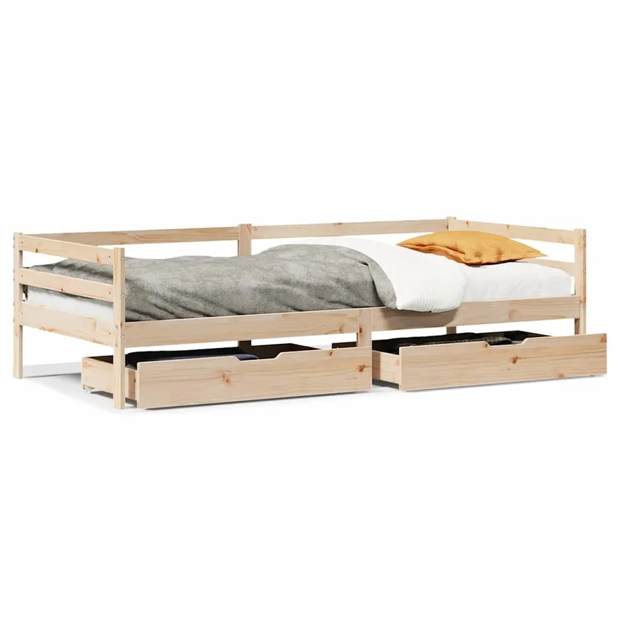 Lit de jour avec tiroirs sans matelas 80x200 cm bois massif - 2