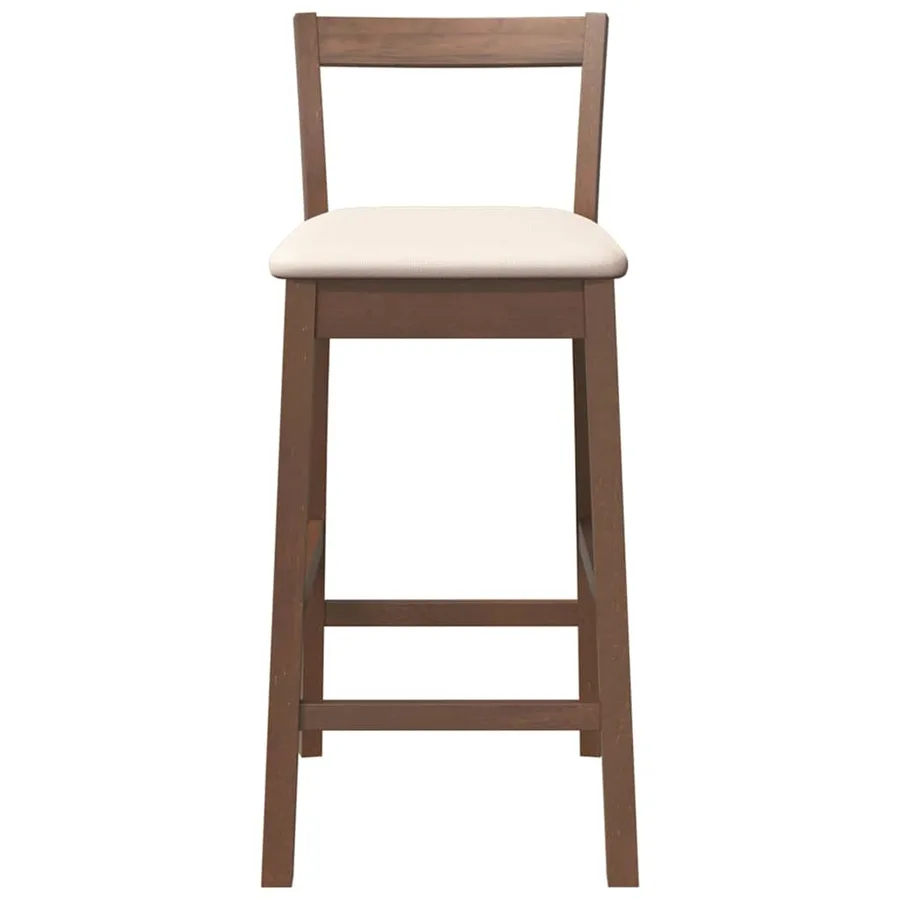 Tabourets de bar avec coussins (lot de 2) en bois massif marron et caoutchouc - 5