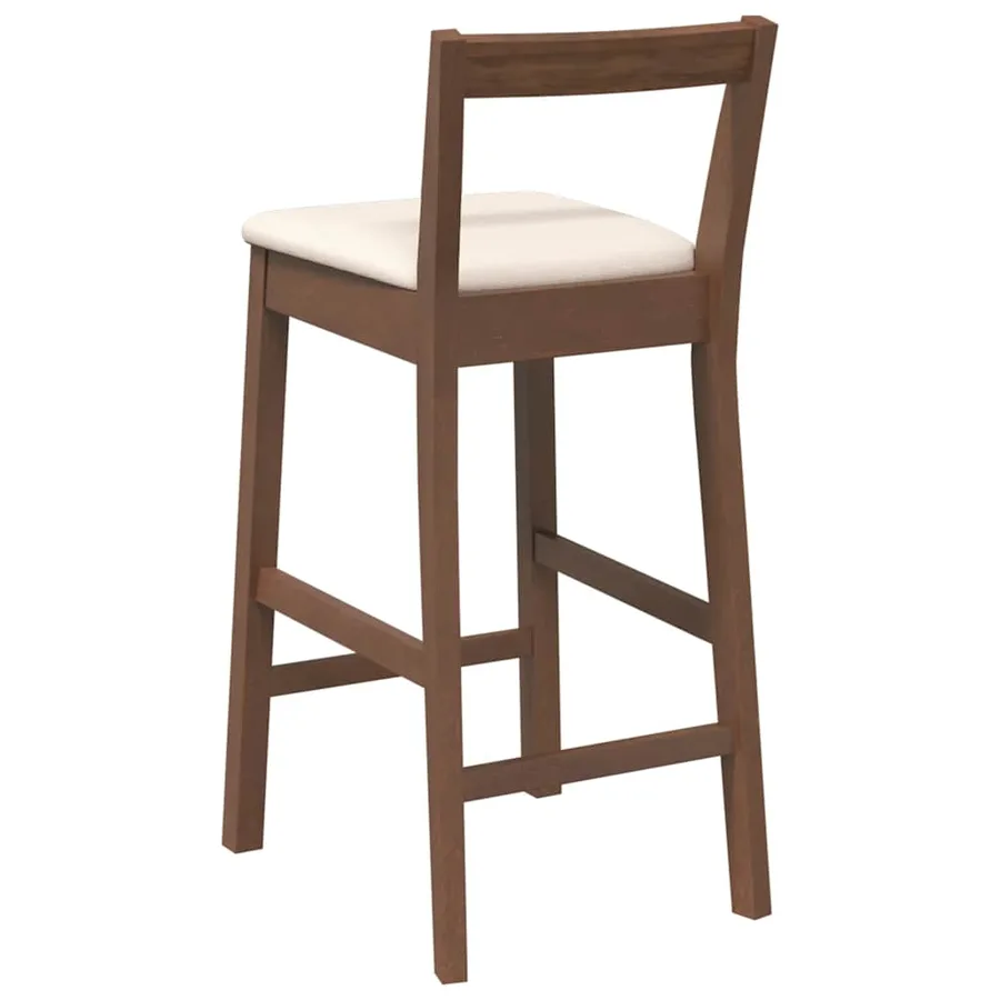 Tabourets de bar avec coussins (lot de 2) en bois massif marron et caoutchouc - 7